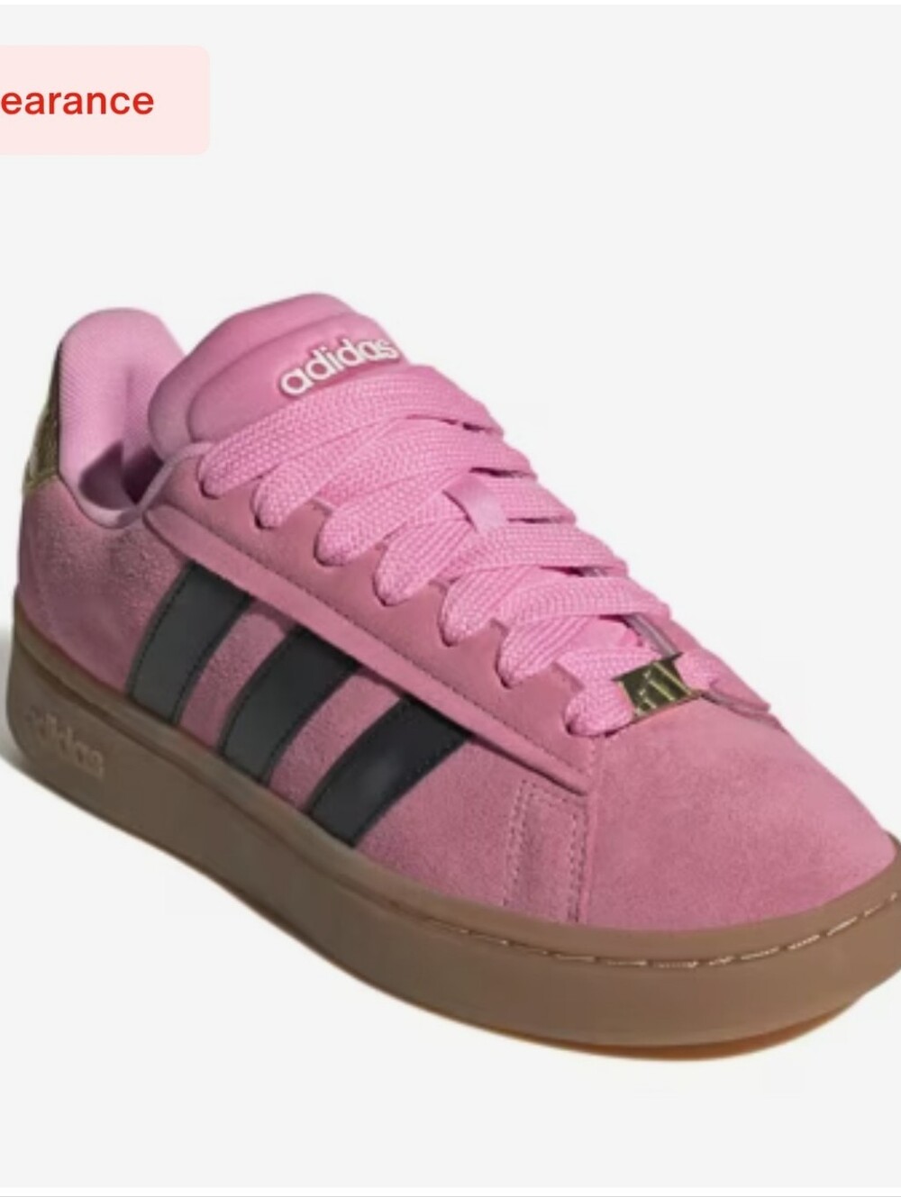 adidas Womens Size 9 Grand Court Suede Sneaker - Pink/Black